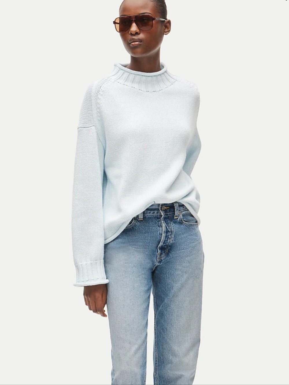 J Crew 2025 Rollneck™ sweater CM712 Size M Sheer Blue